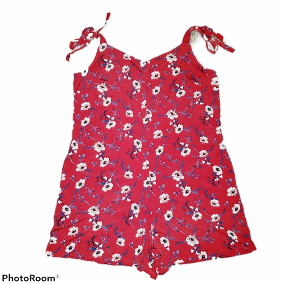 EST. 1946 Floral Shorts Romper with Spaghetti Tie Straps 464 - Picture 1 of 6